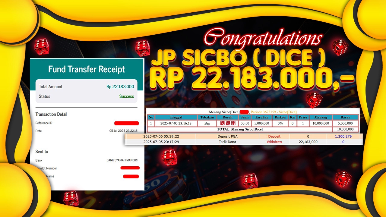 ROHTOTO – JP Sicbo (Dice) ! Congratulation Kepada Pemenang Rp 22.183.000,- Dari Live Games